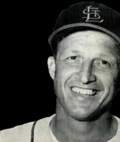 Stan Musial retired owning numerous National League and team batting records. Stan Musial 1957.png