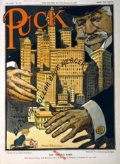 Cartoon of J. P. Morgan seizing control of banks. The Central Bank Morgan cartoon-1.png