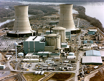 Color photograph of the Three Mile Island nucl...