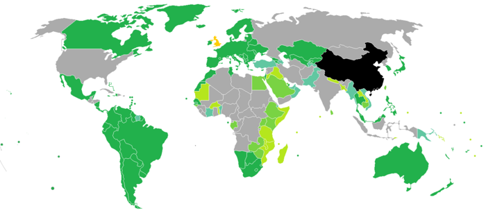 Countries and territories with visa-free or visa-on-arrival entries for British Nationals (Overseas) Visa requirements for British Nationals (Overseas).png