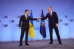 Ukrainian President Volodymyr Zelenskyy and NATO Secretary General Jens Stoltenberg in Brussels, 16 December 2021 Volodymyr Zelenskyi and Jens Stoltenberg.jpg