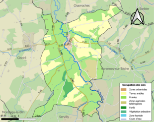 Carte en couleurs présentant l'occupation des sols.