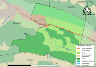 Carte en couleurs présentant l'occupation des sols.