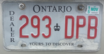 Номерной знак Онтарио 2007 года 293♔DPB dealer.png