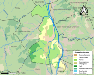 Carte en couleurs présentant l'occupation des sols.