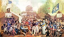 Independence Day celebrations in 1819. In the United States, the war was followed by the Era of Good Feelings, a period that saw nationalism and a desire for national unity rise throughout the country. 4th-of-July-1819-Philadelphia-John-Lewis-Krimmel.JPG