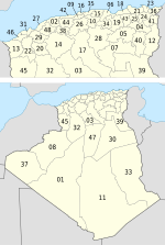 صورة مصغرة لـ ملف:Algeria, administrative divisions (+northern) - Nmbrs (geosort) - monochrome.svg