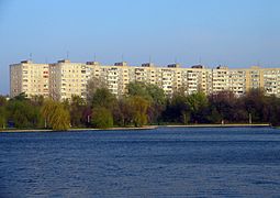 Apartment blocks in Titan, seen from the park