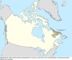 Карта изменения международных споров с участием Канады 26 сентября 1907 г.