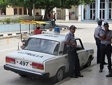 A Lada Riva police car in Holguin Cuba police car 01.JPG