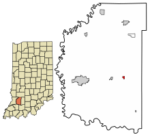 Location of Cannelburg in Daviess County, Indiana.