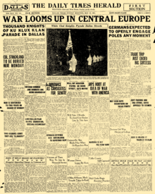 Титульная страница The Dallas Times Herald 22 мая 1921 г.png