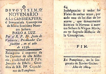 Novenario. Corresponde a las impresiones menores que predominan en la producción de Gadea (1804)