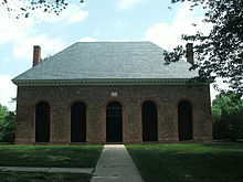 Hanover County Courthouse (c. 1735-1742), with its arcaded front, is typical of a numerous colonial courthouse built in Virginia. Hanover County Courthouse - front view.JPG