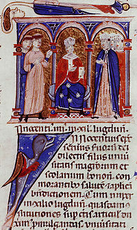 Innocent IV au concile de Lyon, miniature de 1278