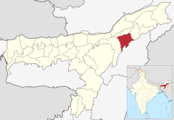 Jorhatin piirikunta Assamin kartalla.
