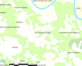 Mapa obce Veyrines-de-Domme