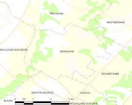Mapa obce Mondilhan
