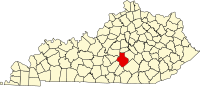 Округ Кейсі на мапі штату Кентуккі highlighting