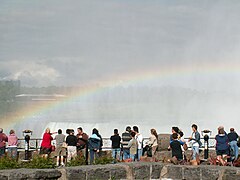 Turistas contemplando las cataratas del Niágara.