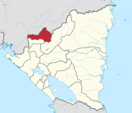Pozicija departmana na karti Nikaragve