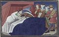 Pietro (con Costanza), mentre bacia l'inferma Lisa nell'episodio del Decameron[10], lontana eco del trasporto amoroso di Macalda di Scaletta per il re[11]