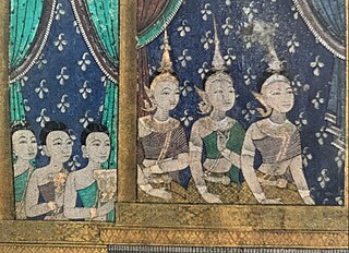 Khmer women depicted in a 1903 Khmer mural