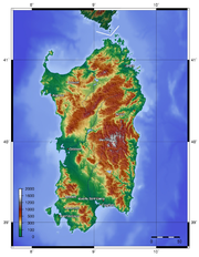 Topographische Karte Sardiniens