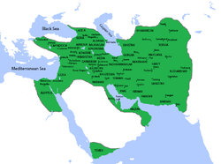The Sasanian Empire at its greatest extent, unner Khosrau II