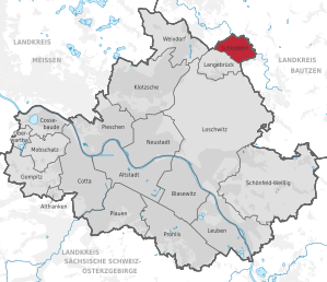 Lage des Ortsamtsbereichs Schönborn in Dresden