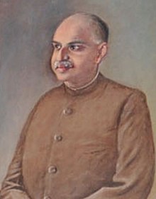 Syama Prasad Mukherjee, founder of the Bharatiya Jana Sangh Shyama Prasad Mukherjee portrait in Parliament.jpg