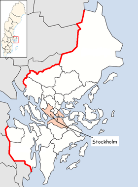 Karta Grofovije Stockholm sa pozicijom Općine Stockholm