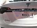 Tesla Model X při pohledu zezadu na „Consumer Electronics Show 2015“