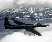 A U-2 reconnaissance aircraft in flight US Air Force U-2 (2139646280).jpg