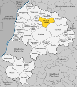 Elhelyezkedése Baden-Württemberg térképén