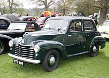 The L-Type Wyvern was the first new post-war Vauxhall and was essentially a reskin of the pre-war 10-4. Vauxhall Wyvern ca 1949 at Weston Park.JPG