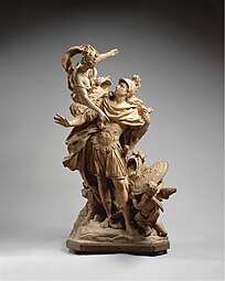 Venus Giving Arms to Aeneas; by Jean Cornu; 1704; terracotta and painted wood; height: 108 cm; Metropolitan Museum of Art, New York City