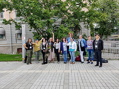 Con el grupo de WikiWomen en Wikimania 2019 (Estocolmo)