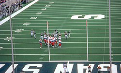 The Spartans playing the Illinois Fighting Illini in an October 1996 game at Spartan Stadium 19961012 04 Michigan State Univ (5601171027).jpg