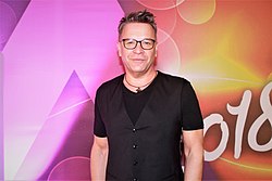 Süle Zsolt a 2018-as Eurovíziós Dalfesztivál magyarországi előválogatóján, Budapesten, az MTVA székházában