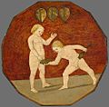 Голые мальчики с головками мака. Роспись подноса, сторона Б, 1450-60, Музей искусства Сев. Каролины, Рэйли.