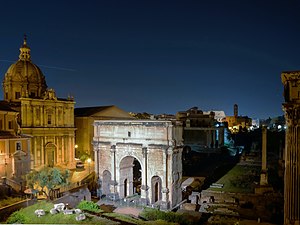 Rome, Arch of Septimus Severus Arch of Septimius Severus (Rome) in the night.jpg