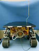 APXS at the back of the rover Back of Sojourner and its Alpha Proton X-Ray Spectrometer.png