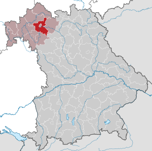 Beliggenheden af Landkreis Schweinfurt i Bayern (klikbart kort)