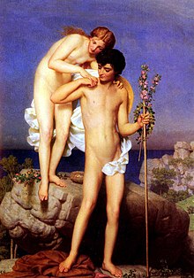 A nineteenth-century painting by the Swiss-French painter Marc Gabriel Charles Gleyre depicting a scene from Daphnis and Chloe Charles Gleyre - Daphnis et Chloe revenant de la montagne.jpg