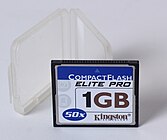A Kingston CompactFlash card with 1 GB capacity