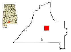 Location in Conecuh County and the state of Alabama
