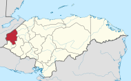 Pozicija Copána na karti Hondurasa