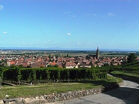 Vue sur le village de Dambach-la-Ville depuis la chapelle Saint Sébastien.