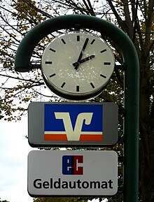 Symbols of German BVR co-operative banks and electronic cash ATM Fassberger Uhr.jpg